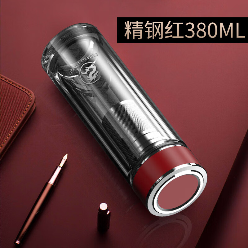 同优(tongu)新款双层玻璃杯便携车载透明泡茶杯男士加厚隔热高硼硅水