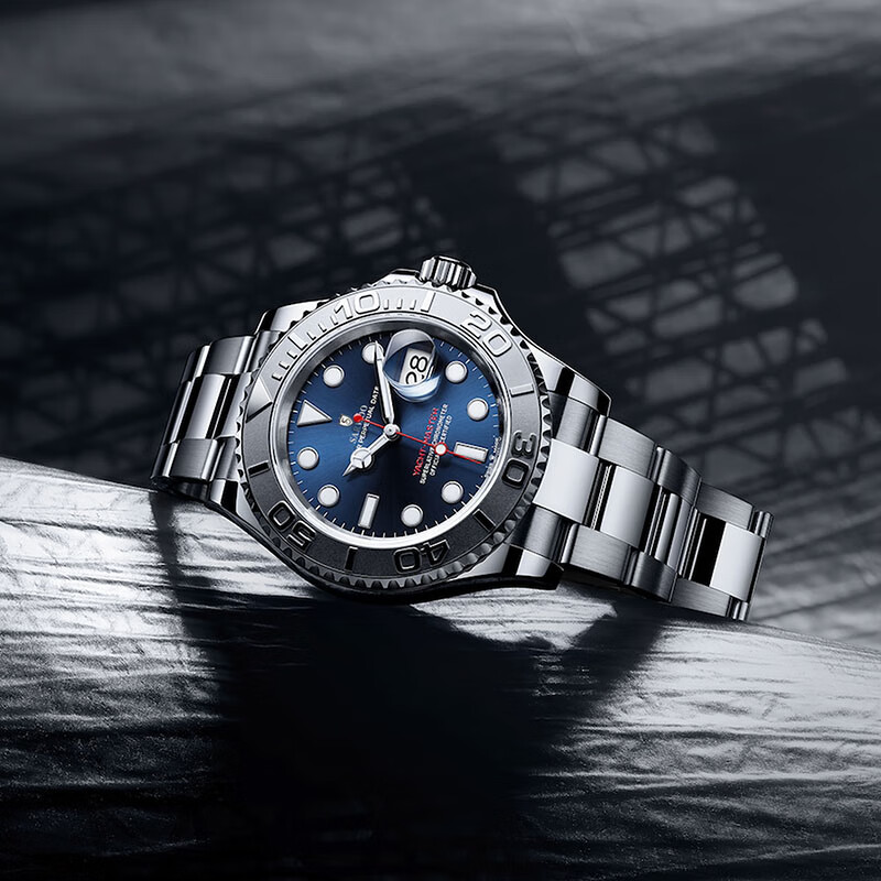 商沃(sarwoo)品牌机械表男全自动手表防水蓝灰黑游艇系列腕表夜光钢带