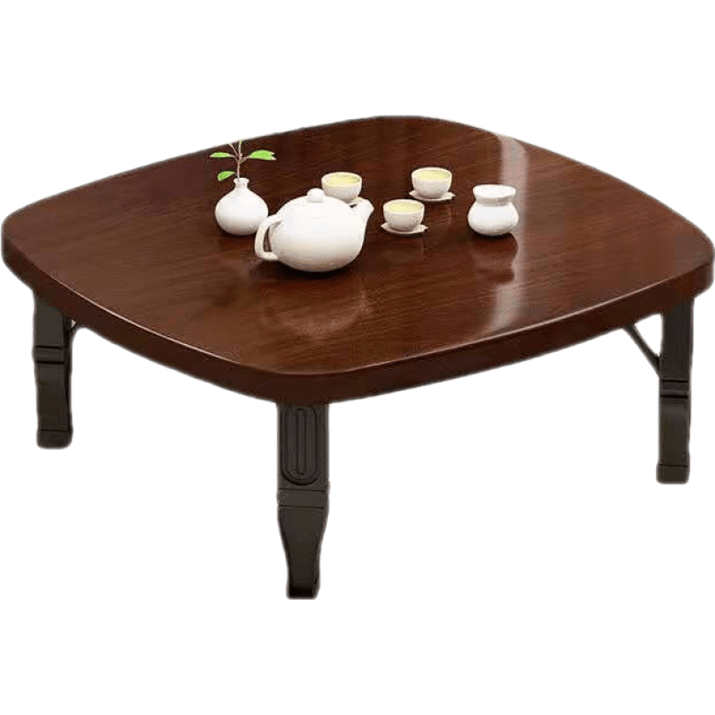 嘉际 茶几炕桌子家用农村可折叠床上学习桌榻榻米飘窗吃饭矮桌子床上小桌子 胡桃色 60/60高35