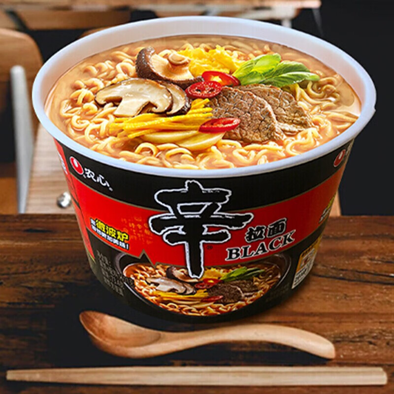 农心辛拉面Black豚骨汤风味拉面(可微波炉加热)碗面泡面速食101g主图2