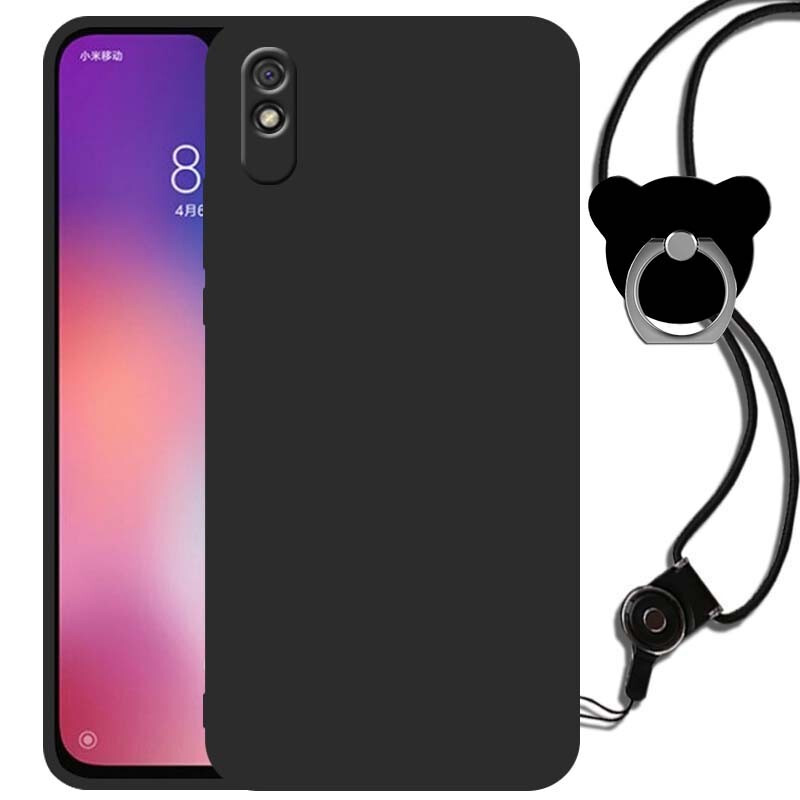 倍思力 适用小米红米Redmi 9A手机壳M2006C3LC保护套全包磨砂防摔卡通男女情侣软壳 纯黑 红米9A