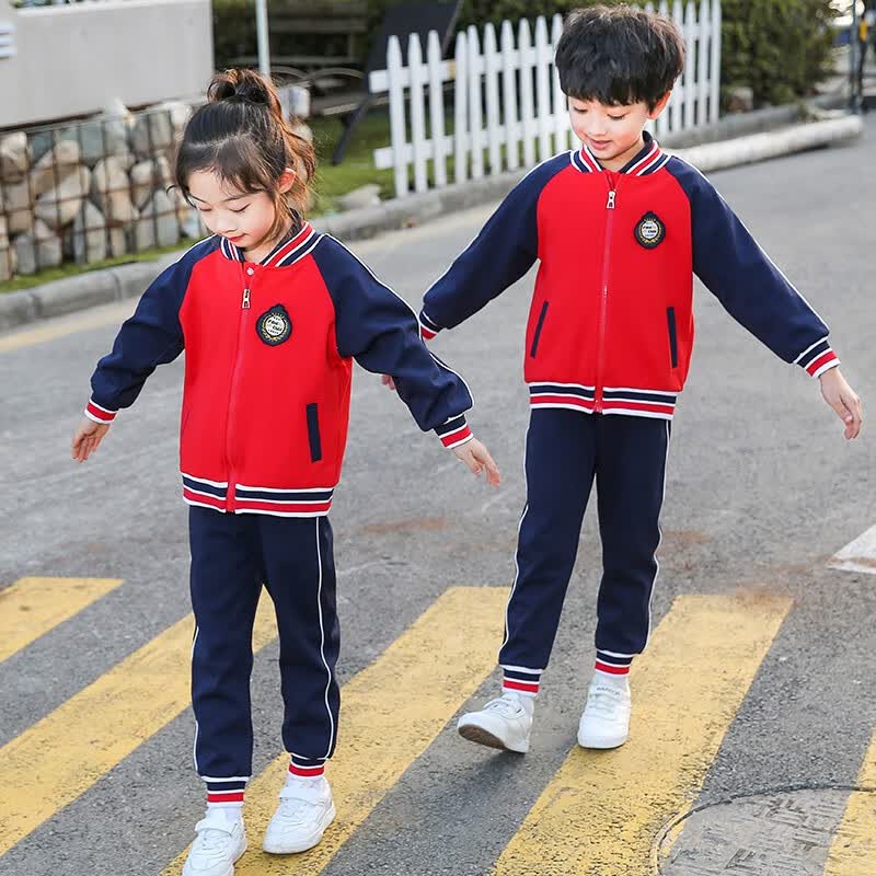 男女童校园衣服幼儿园园服春秋装老师中小学生校服班服定制儿童装 红色两件套 130cm高性价比高么？