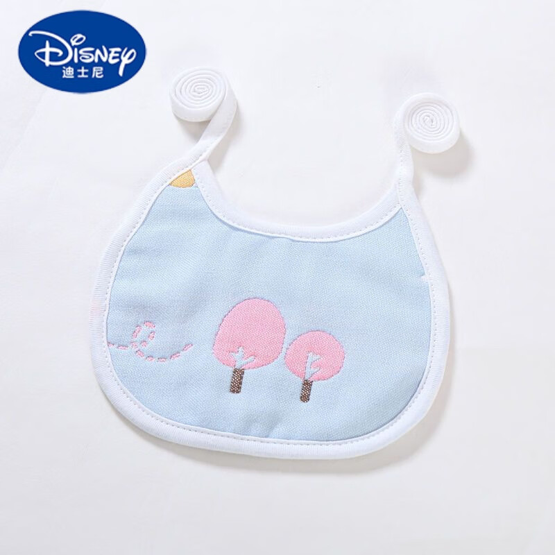 迪士尼（Disney）嬰兒純棉紗布小圍嘴半圓系帶新生寶寶防吐奶口水巾柔軟秋冬季 男寶 紗布5條裝顏色花型隨機