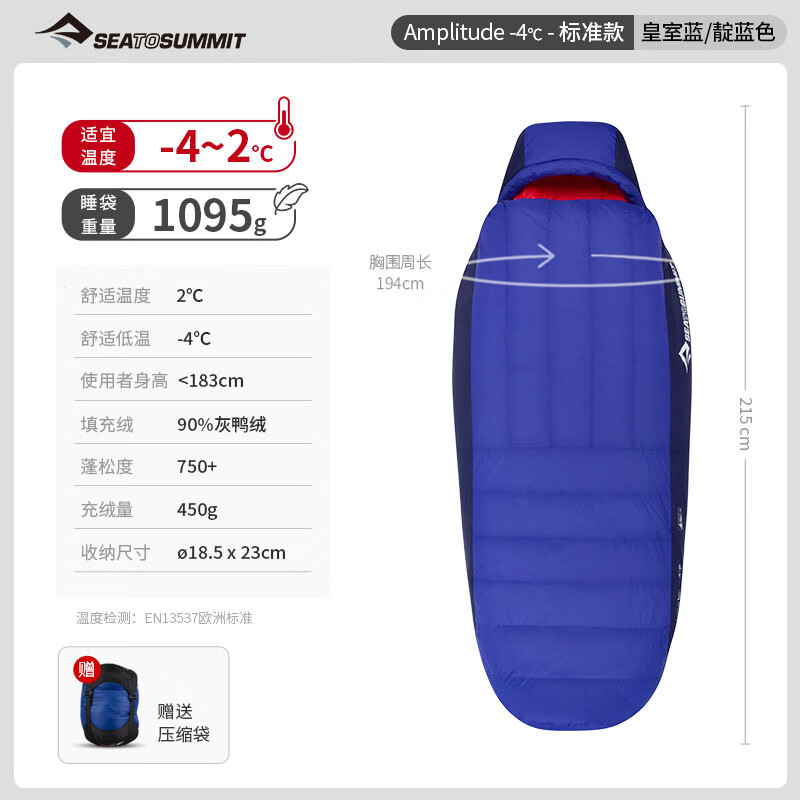 SEA TO SUMMIT雙人睡袋戶外露營(yíng)大尺寸無束縛成人加厚防寒睡袋 Amplitude -4℃-標(biāo)準(zhǔn)款