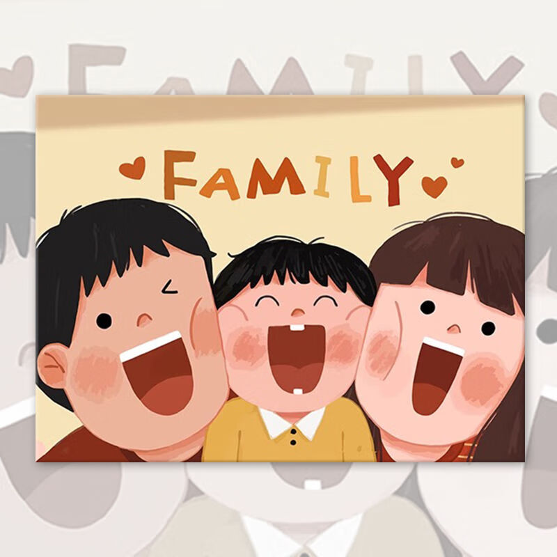 一家四口数字油画 数字油画diy填色画画全家福一家三四口子手工丙