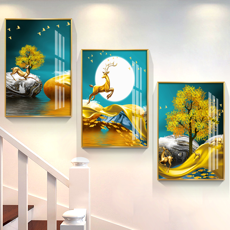 皓涛 轻奢楼梯间装饰画现代简约复式楼梯口墙面挂画过道转角走廊壁画