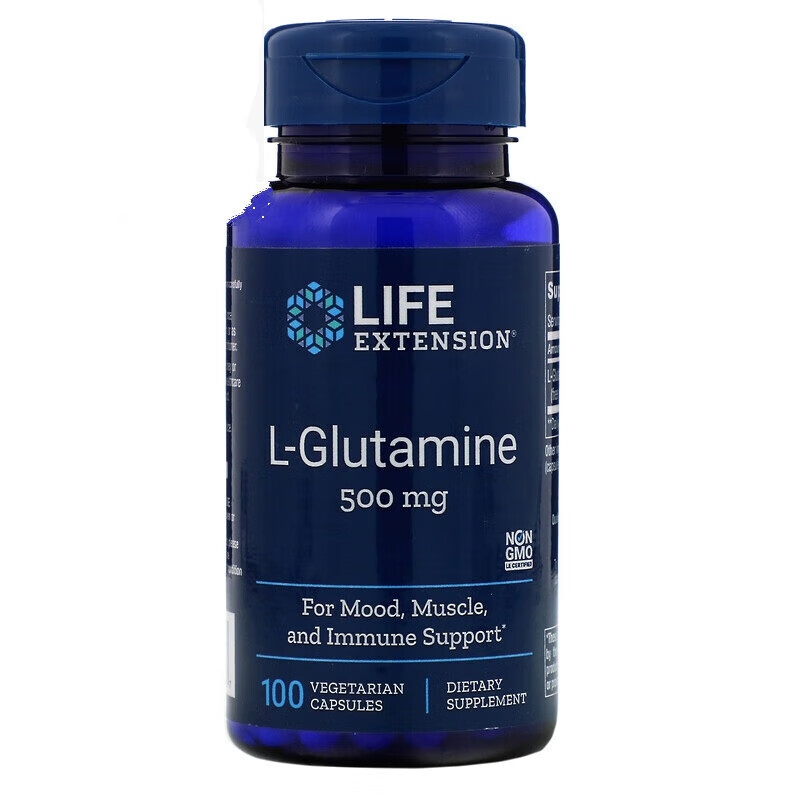 美国life extension l-glutamine 左旋谷氨酰胺500mg 100粒  100粒