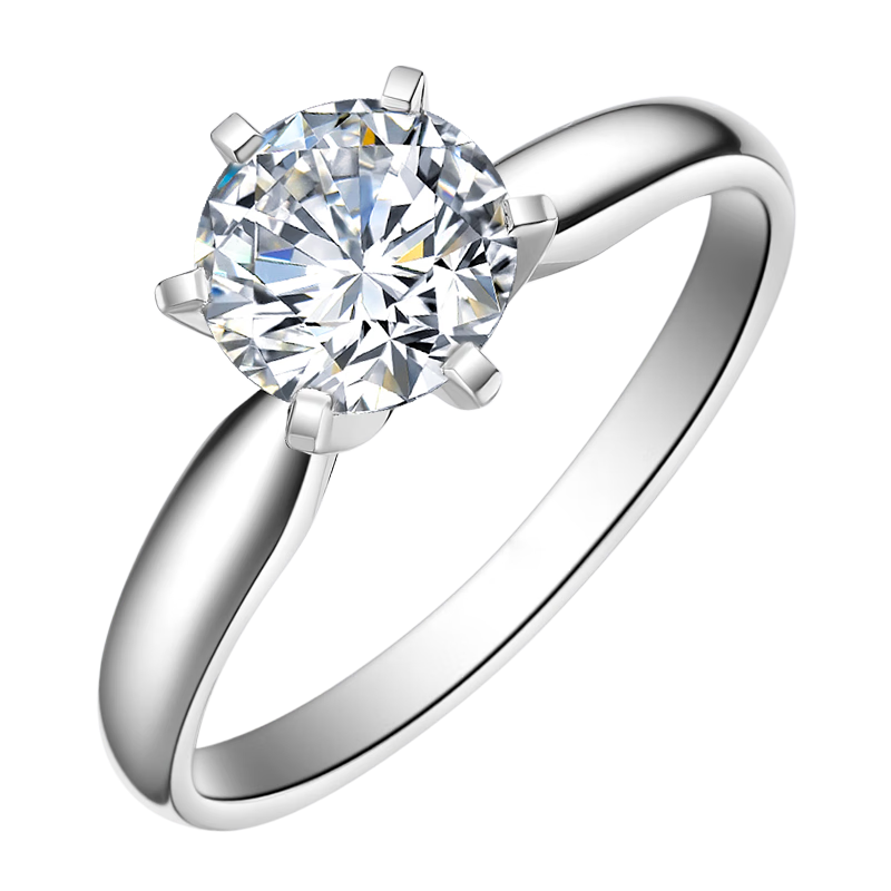 周百福 鉆戒 鉆石戒指女款白18K金結(jié)婚求婚鉆戒鉑金戒指六爪GIA裸鉆定制 1克拉FG色SI