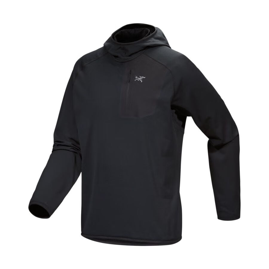 始祖鸟（ARC’TERYX）男装Delta Pullover Hoody套头抓绒连帽衫透气耐用保暖轻便外套 Black黑色 M 适合胸围102cm