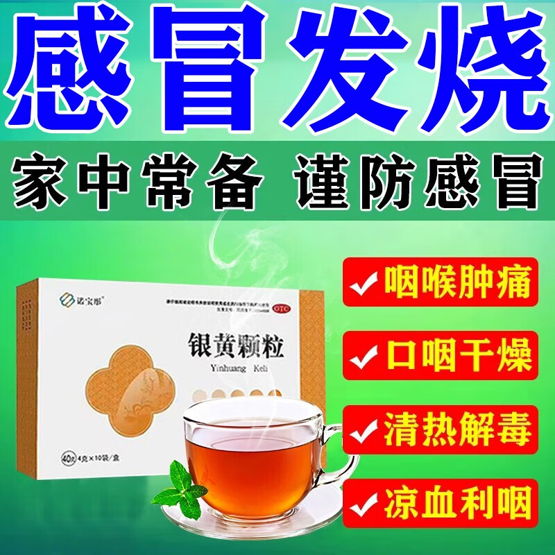发热感冒冲剂上呼吸道感染流涕喉咙痛干痒有痰嗓子疼 银黄颗粒  4g*10