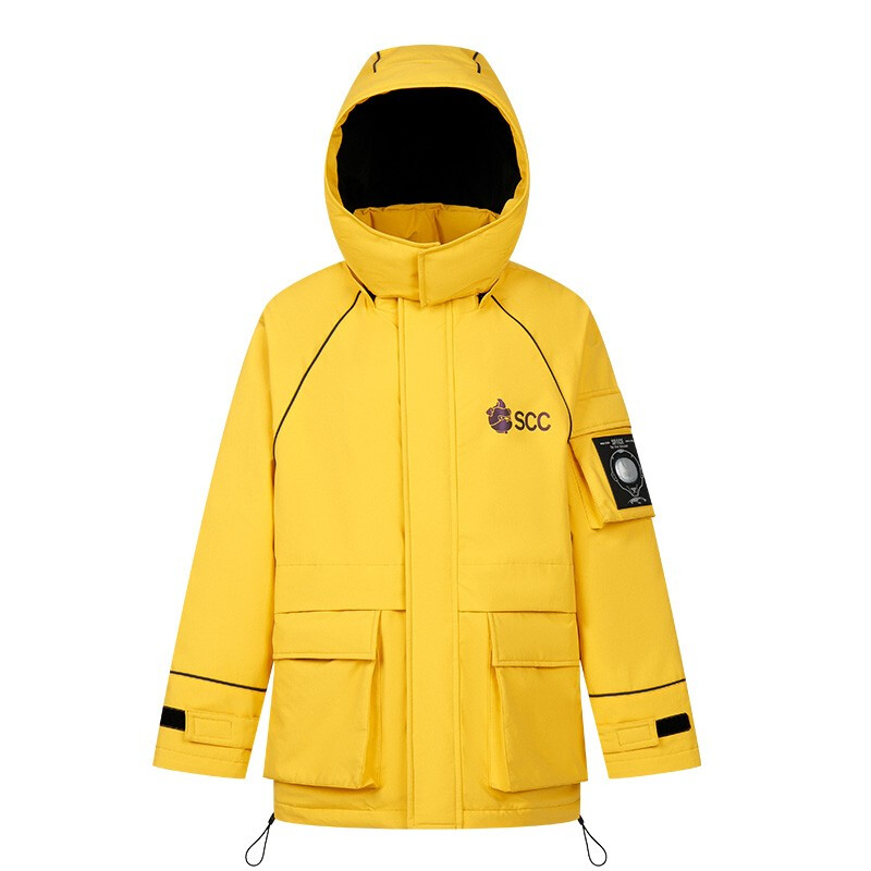 雪中飞【反季清仓】秋冬新款专业防护反光撞色防风保暖羽绒服外套 亮黄色 S /160/84A