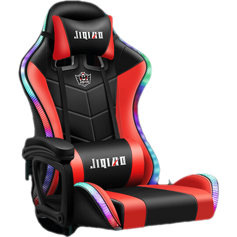 【收到验货签收】网吧网咖座椅 电竞椅竞技转椅可躺办公椅电脑椅靠背椅家用学生宿舍游戏椅赛车椅带灯老板椅 标准款【黑红】+双枕 钢制脚【可承重300斤】