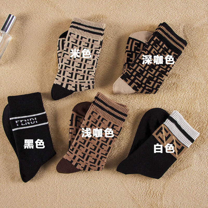 曼迪尚品牌袜子女秋冬韩版中筒复古字母GG网红高筒ins潮流学生百搭加厚棉袜—价格走势、资讯和好评
