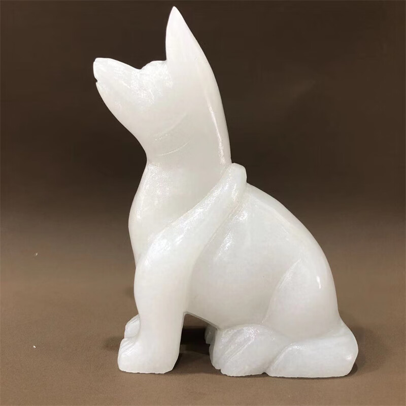 天然白玉石狗雕刻玉石十二生肖摆件家居工艺品吉祥物玄关装饰 白玉高
