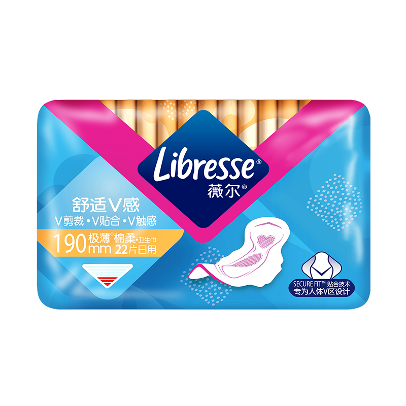 Libresse 薇尔 舒适V感极薄棉柔迷你日用卫生巾 19cm*22片