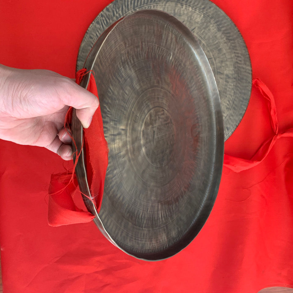36cm纯手工青铜开道锣水陆道场手抄锣螺纹响铜锣低音锣直边凸底锣 36