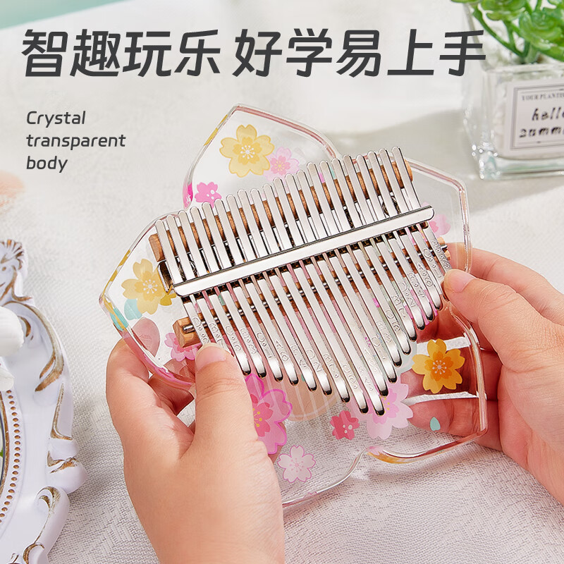 前谷女孩玩具拇指琴生日礼物男孩早教乐器卡林巴六一儿童节生日礼物 21音彩色幸运草+EVA包