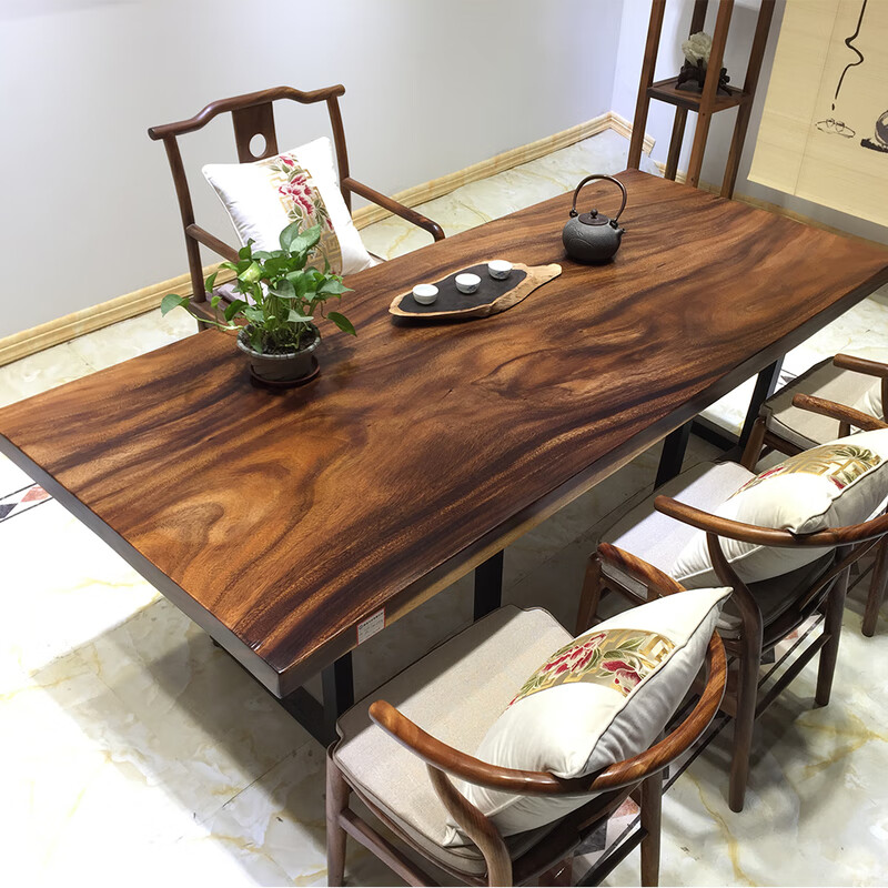 优只胡桃木大板实木茶桌原木办公书桌茶台茶板树脂河流桌整块乌金南美