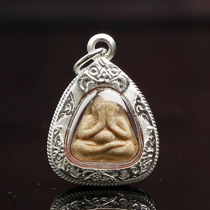 永赫泰国佛牌龙婆喜2517掩面佛牌幸运小必打金壳正牌 银壳