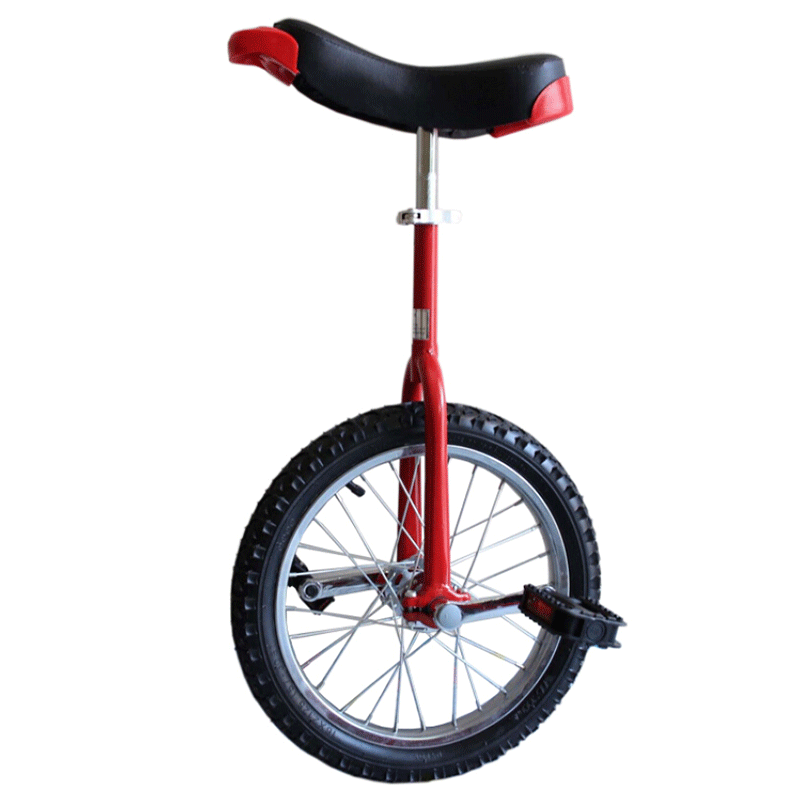独轮车自行车平衡车儿童单轮车竞技单车脚踏车 16寸红色推荐1.3-1.
