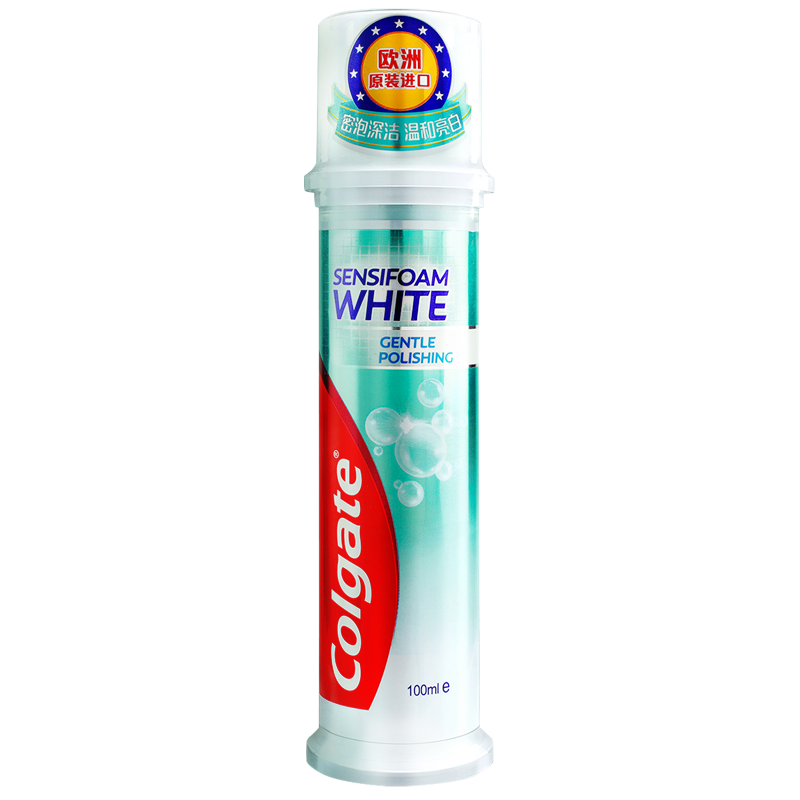 高露洁（Colgate）欧洲进口密泡直立按压式牙膏 100ml 密泡深洁 温和亮白