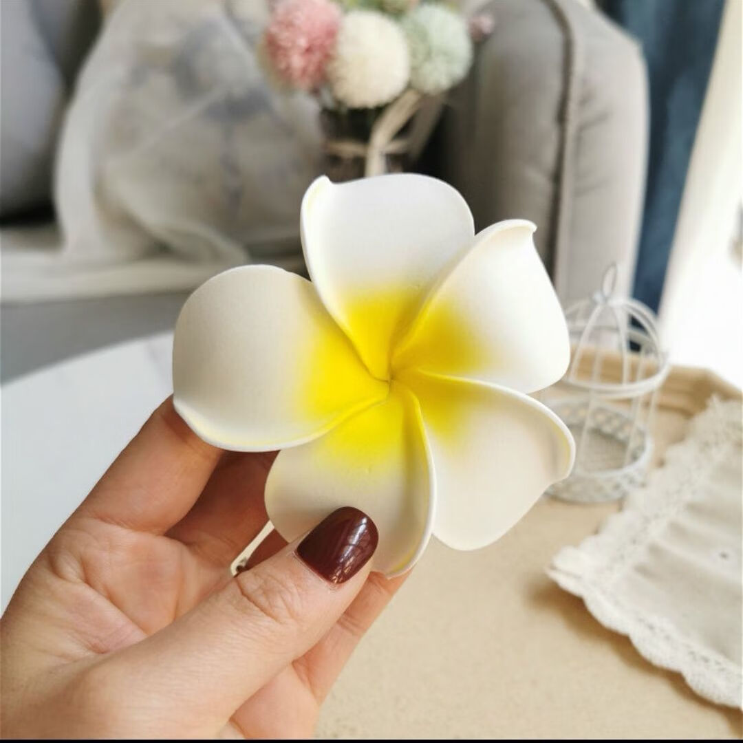 棉尾兔春夏海边沙滩旅游度假拍照发饰鸡蛋花发夹发卡头饰仙女照装扮