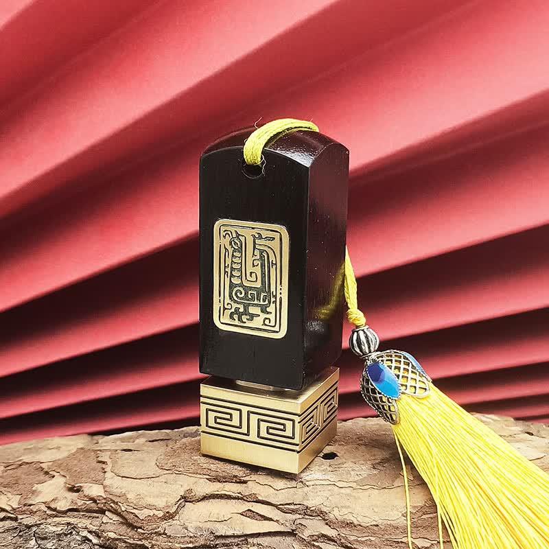 佳城梁实心黄铜印章书法篆刻私人刻字书画收藏成人礼生日送父亲退伍毕业纪念企业定制古风 古绿凤鸟 20*20*60mm黄铜版