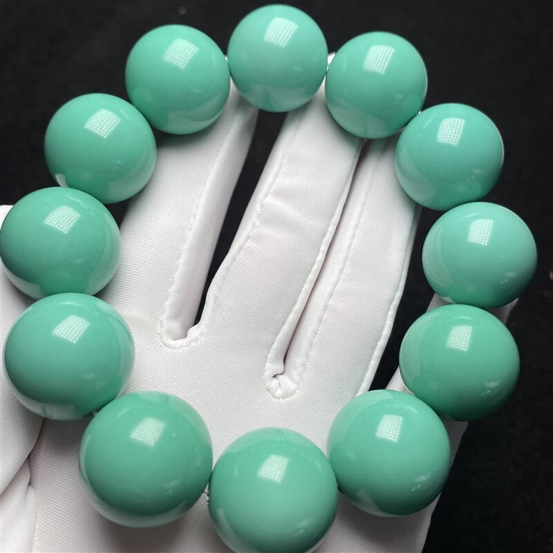 恋聚原矿高瓷丫角山果冻料绿松石20mm圆珠手串手链散珠佛单珠对珠配珠