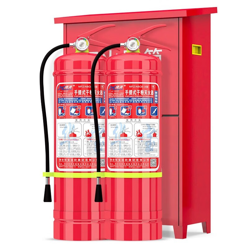 绿消 干粉灭火器 消防器材灭火器套装 8公斤干粉灭火器2具 灭火器箱