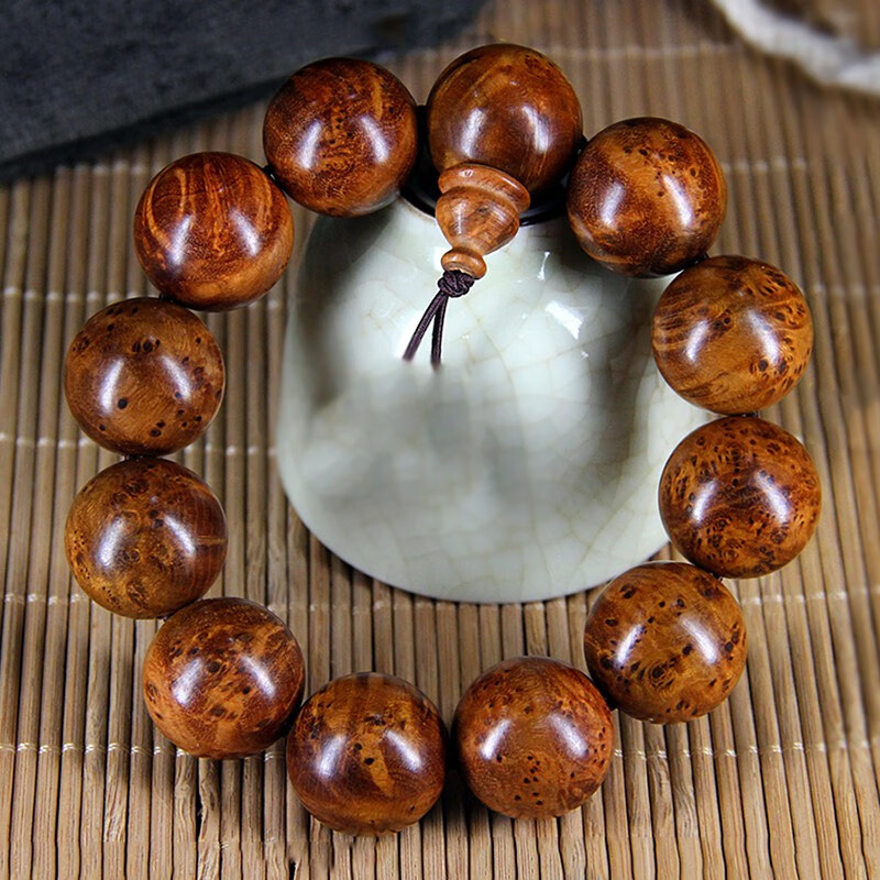 盘道 盘道 麻梨疙瘩手串佛珠2.0cm 满花根瘤老料文玩男士手把件 15mm