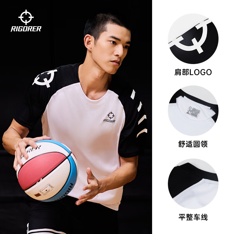 准者速干运动短袖跑步冰丝T恤男士夏季冰感体恤透气轻盈圆领上衣套装 422/纯正黑 【轻薄速干】 XL