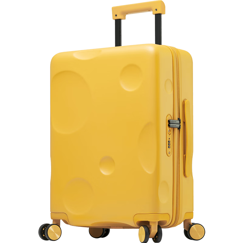 卡拉羊芝士拉杆箱24英寸大学生行李箱女夏日出游旅行箱防刮耐磨拉链箱万向轮密码箱子CX8105芝士黄