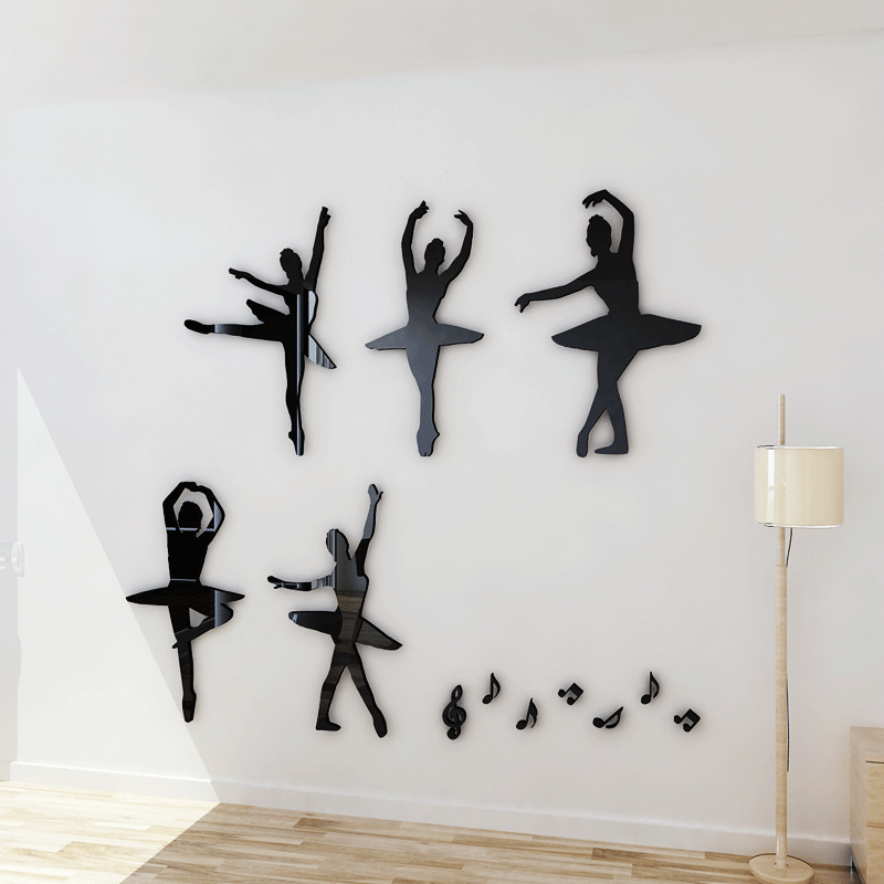 亚克力墙贴画芭蕾女孩人物体位舞蹈动作贴画幼儿园舞蹈房卧室创意海报