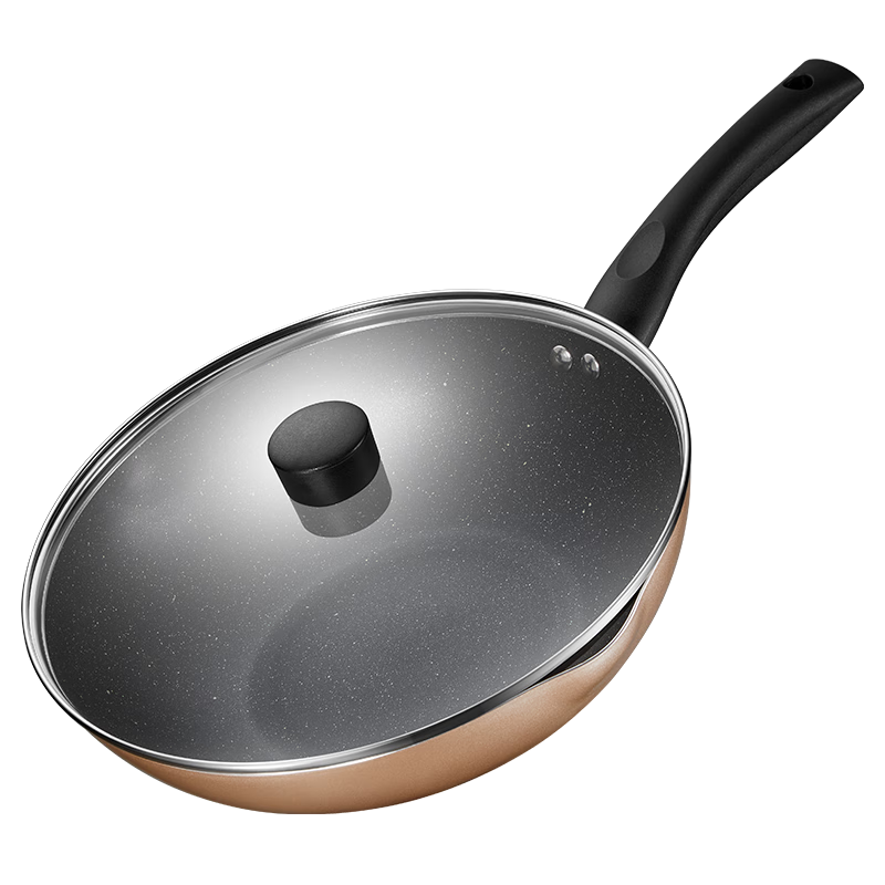 美的炒锅28WOK302,金麦饭石色涂层防粘,历史价格稳定