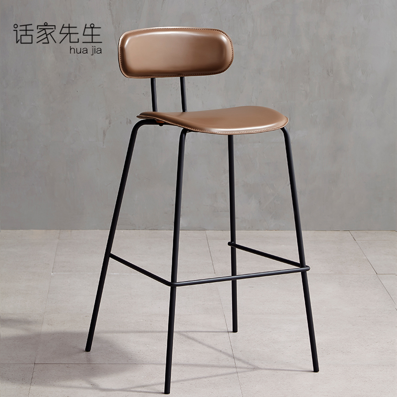 吧台椅现代皮质吧椅创意设计师网红吧椅咖啡厅高脚椅酒店会所前台椅子