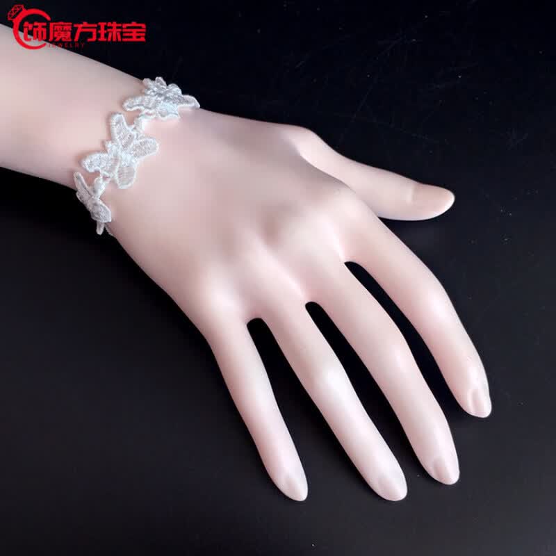 观菩阁蕾丝手链复古朋克宫廷风哥特少女Lolita蝴蝶 白色蝴蝶手链