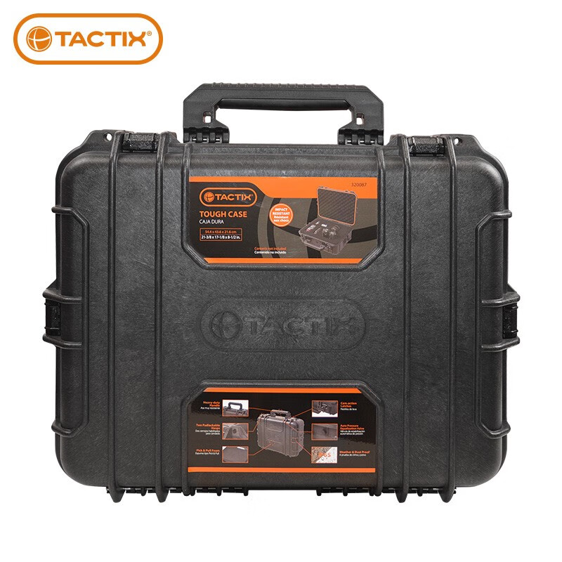 拓为 Tactix 设备箱手提式安全精密工具箱超大号防水防震方格海绵防护箱子加厚仪器箱320087