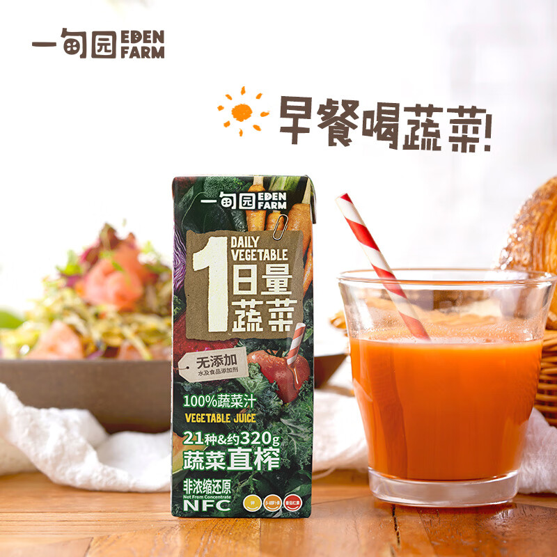 一甸园100%果蔬汁非浓缩蔬果饮料 NFC蔬菜汁200ml*10盒 礼盒装
