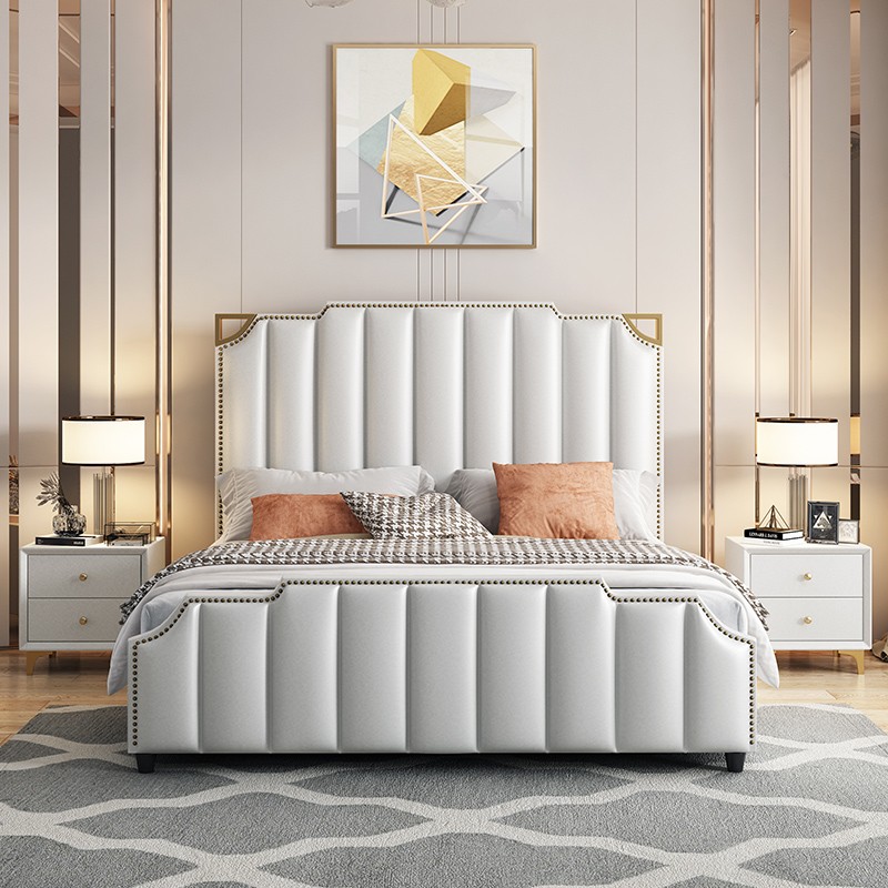 爱珍家居 美式轻奢一米八标准双人床主卧现代简约2021年新款家用储物床 单床+5D乳胶垫 1.8米*2.0米+框架结构