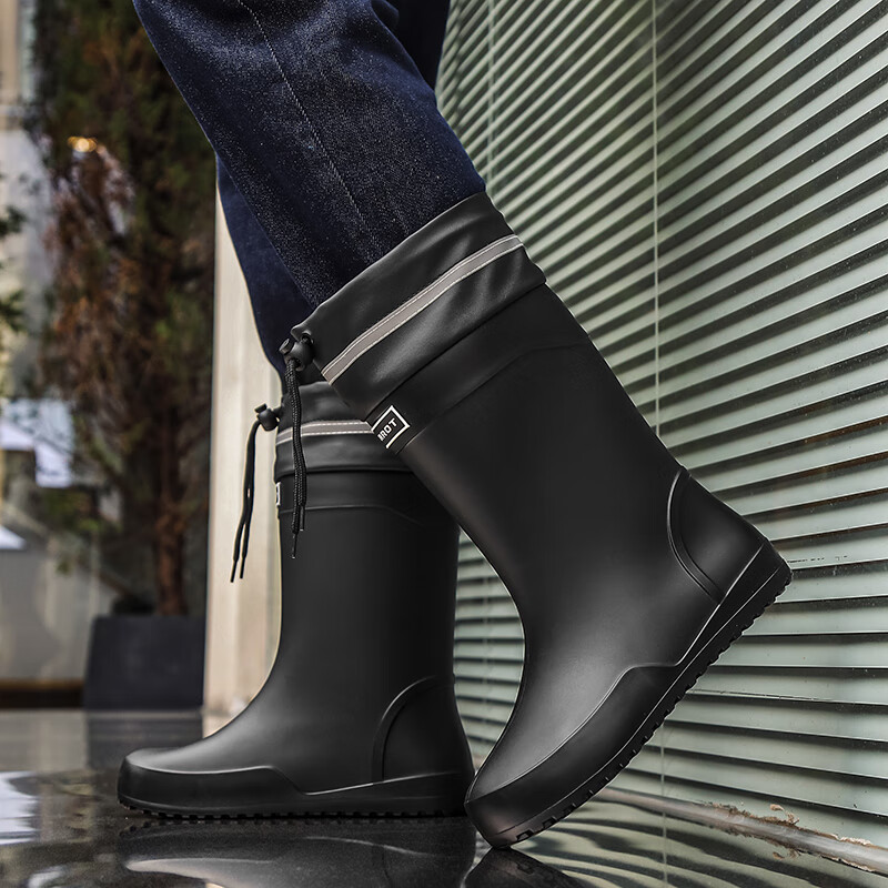 辞兮语时尚雨鞋男中筒韩版户外防水钓鱼防滑水鞋厨房防水口松紧带雨靴