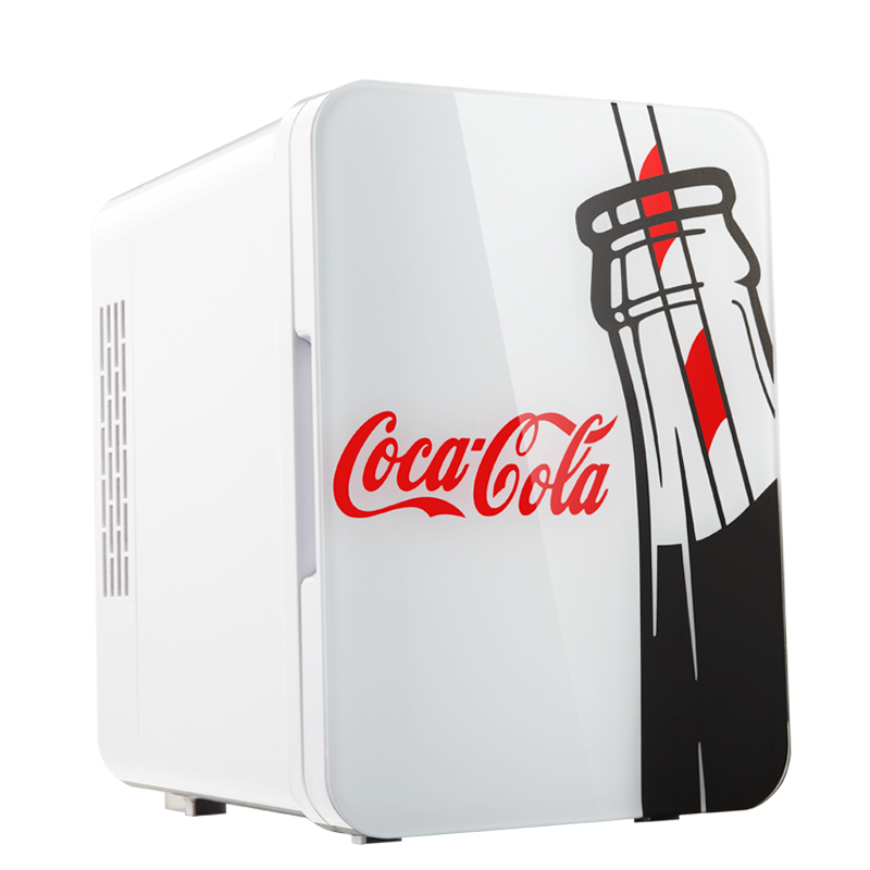 可口可乐（Coca-Cola）车载小冰箱4L迷你小冰箱车家两用便携单门式小型家用宿舍露营车载冷藏加热箱 白色复古