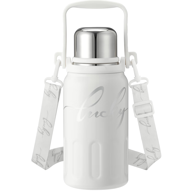 德世朗（DESLON）保温杯304不锈钢茶水分离带滤网泡茶杯运动保温壶雅致白1000ml