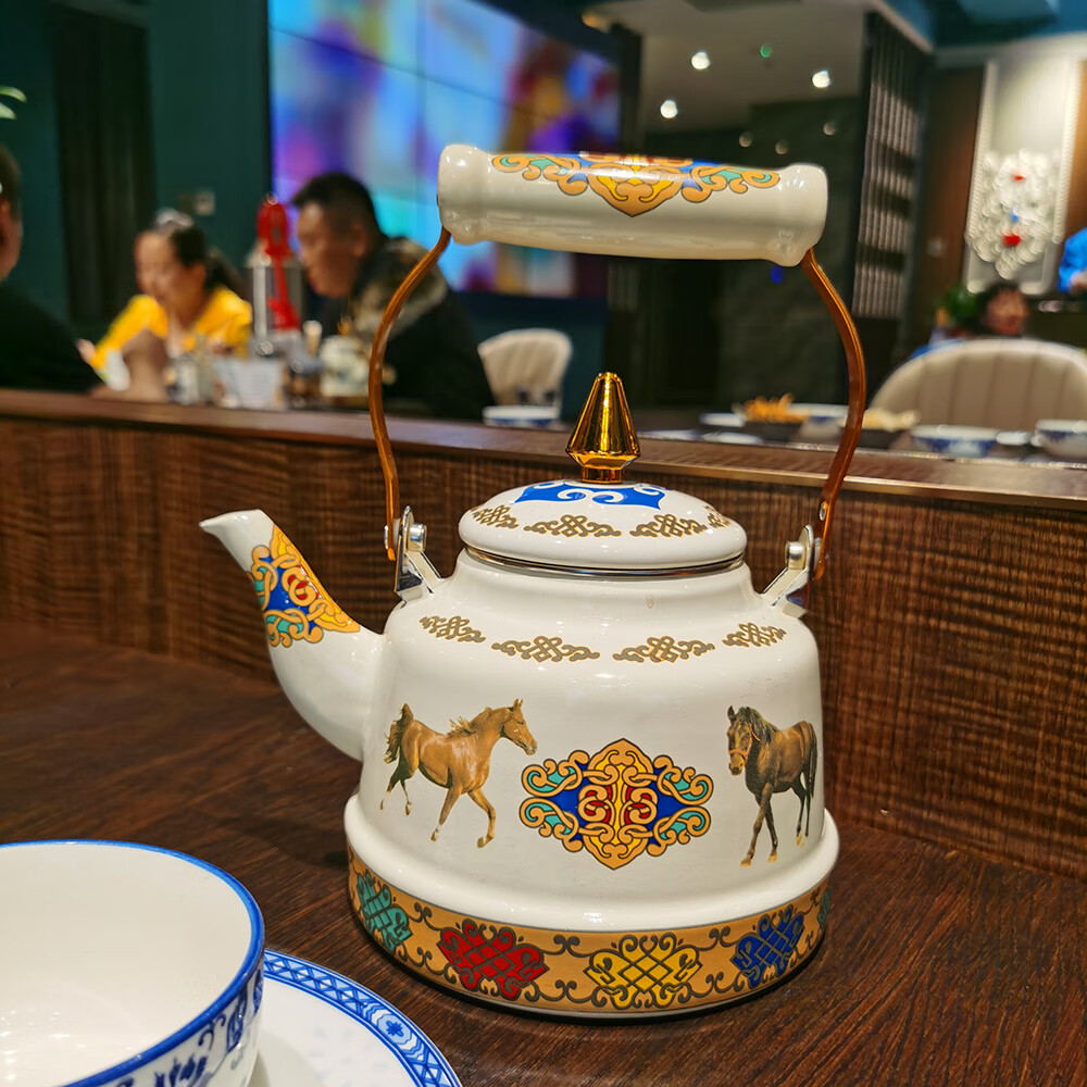 新疆煮奶茶专用壶蒙古奶茶壶内蒙古特色草原风情搪瓷烧水壶热水壶 55