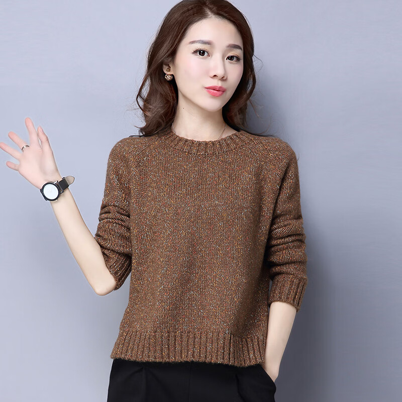 恒源祥女士毛衣外穿套头春秋新款女装加厚春秋上衣针织内搭打底衫 深