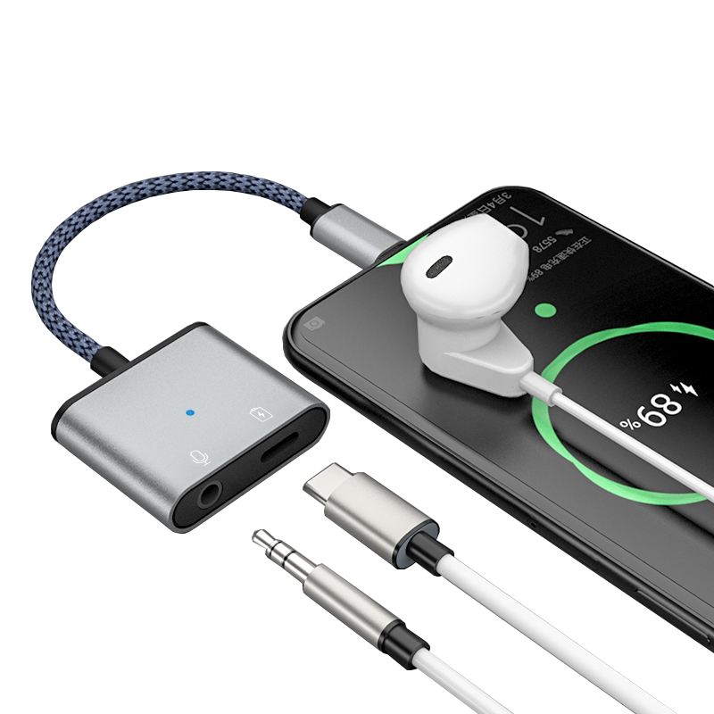 JOWOYE充电Type-c转接头耳机ipad Air4/pro转换器手机快充60W电竞吃鸡语音直播声卡3.5mm音频线华为三星安卓