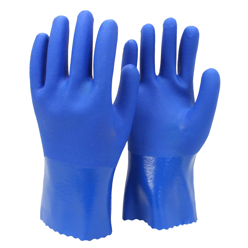劳保手套耐用防刺防水防滑防油工业手套 齐鲁出彩708蓝色耐油手套3双