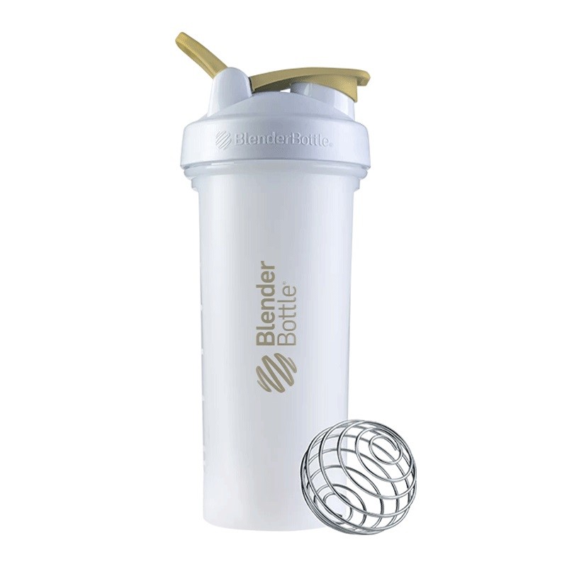 美国BlenderBottle 限定款蛋白粉摇摇杯奶昔杯运动健身水杯搅拌球 经典V2限量版白色金盖（28oz）