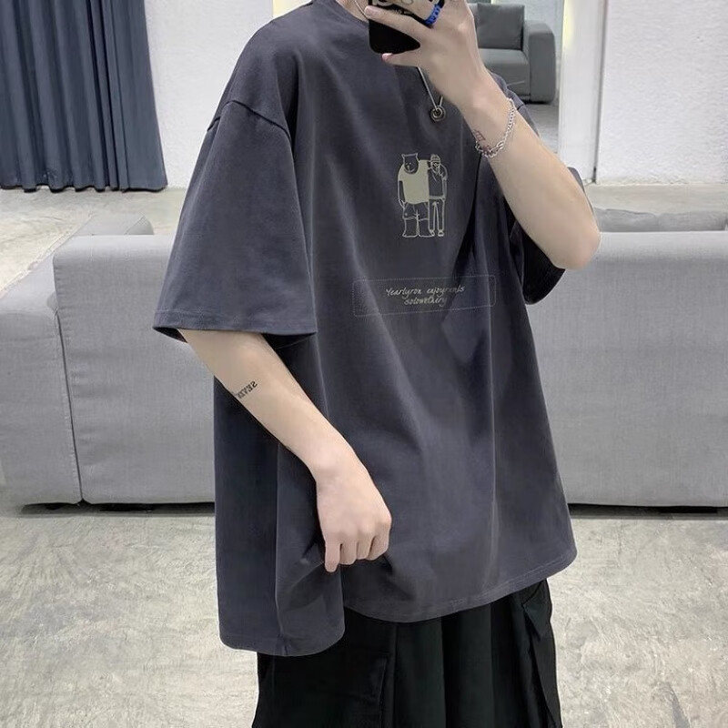 体恤半袖衣服大码胖子 wkt071【灰色】主图款 6xl【建议200-230斤】