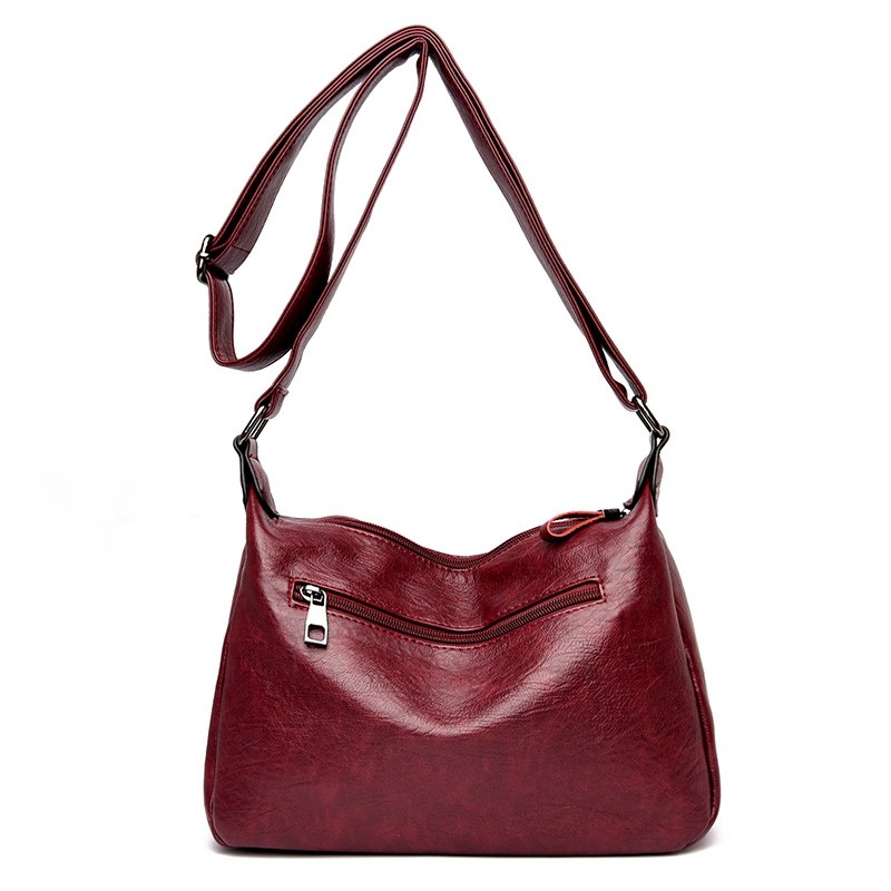 晶轼软皮包包女2025新款百搭大容量斜挎包时尚中老年妈妈包女士单肩包 黑色