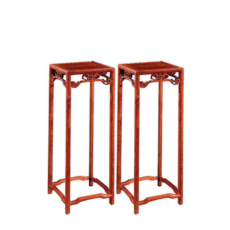 广典红木家具缅甸花梨(学名:大果紫檀)实木花架 盆景架落地式地柜装饰架 梅花花几 梅花花几一对